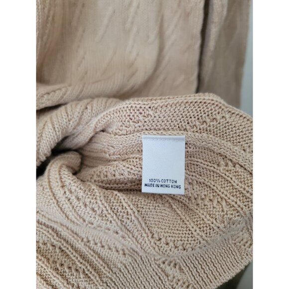 NWT TURNBURY Cable Knit Beige Crew Neck Long Sleeve Sweater 100% Cotton Men's L - Picture 5 of 6